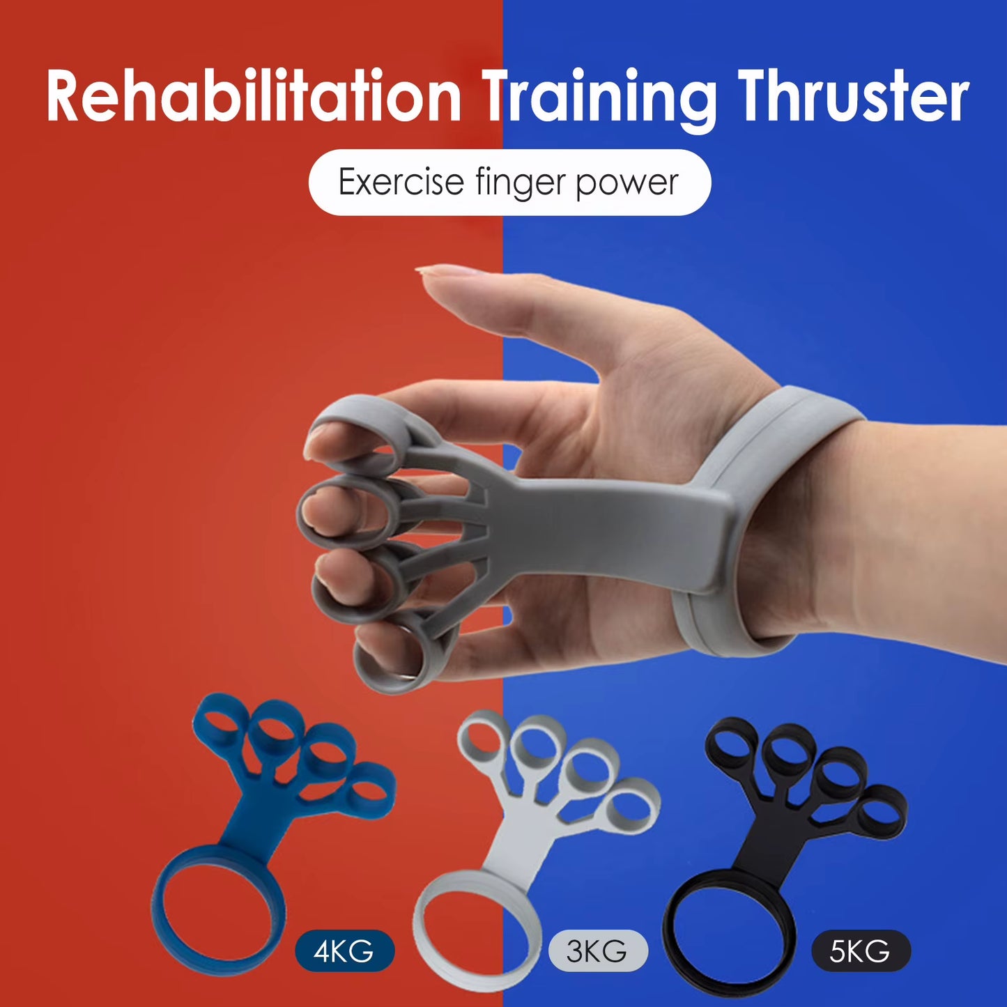 Hand Gripper Silicone Finger Gripper Strength Trainer 6.6LB/8.8LB/11LB Finger Expander Exercise Hand Stretcher for Rehabilition